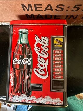 Coca Cola Red Metal Vending Machine Tin Bank